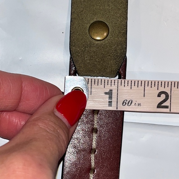 Fossil LEATHER straps Chain Link BROWN BELT 35-39” olive Tan Copper Buckle large - Picture 13 of 16